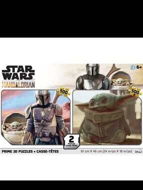 Star Wars Mandalorian Puzzle Set with Green Grogu Artwork